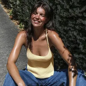 Summer Knit Crop Top Women Sweater Vest Y2k Streetwear Backless Lace-up Tank Tops Female Hollow Out Halter Sleeveless Top