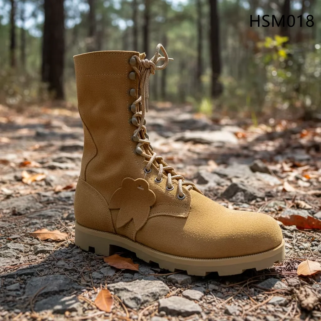HY,Rescue Camping Double Colors Rubber Sole Training Boots High Level Patchwork Leather Quick-release Straps Combat Boots HSM018