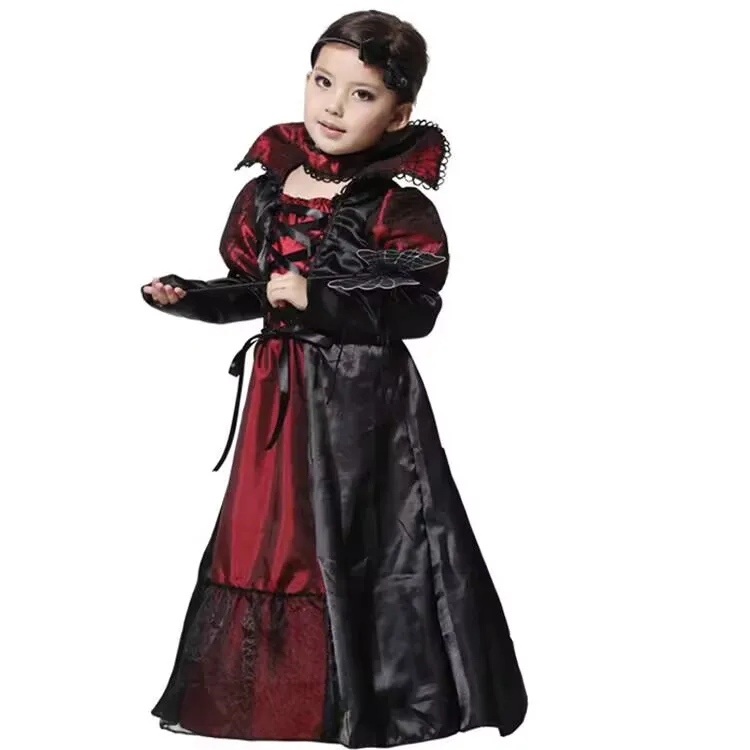 Fashion Kids Girls Eco-friendly Gothic Vampiress TV & Movie Halloween Cosplay Dresses Costume