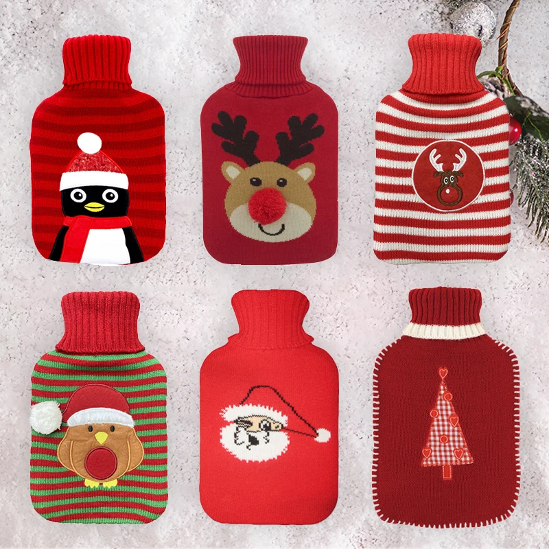 rubber hot water bottle hand warm heat pack with soft fleece cover hot bag for pain relief