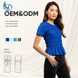 Women's Pure Cotton T-shirt, Blue T-shirt, Breathable, Anti Shrinkage, Suitable for Summer Wear
