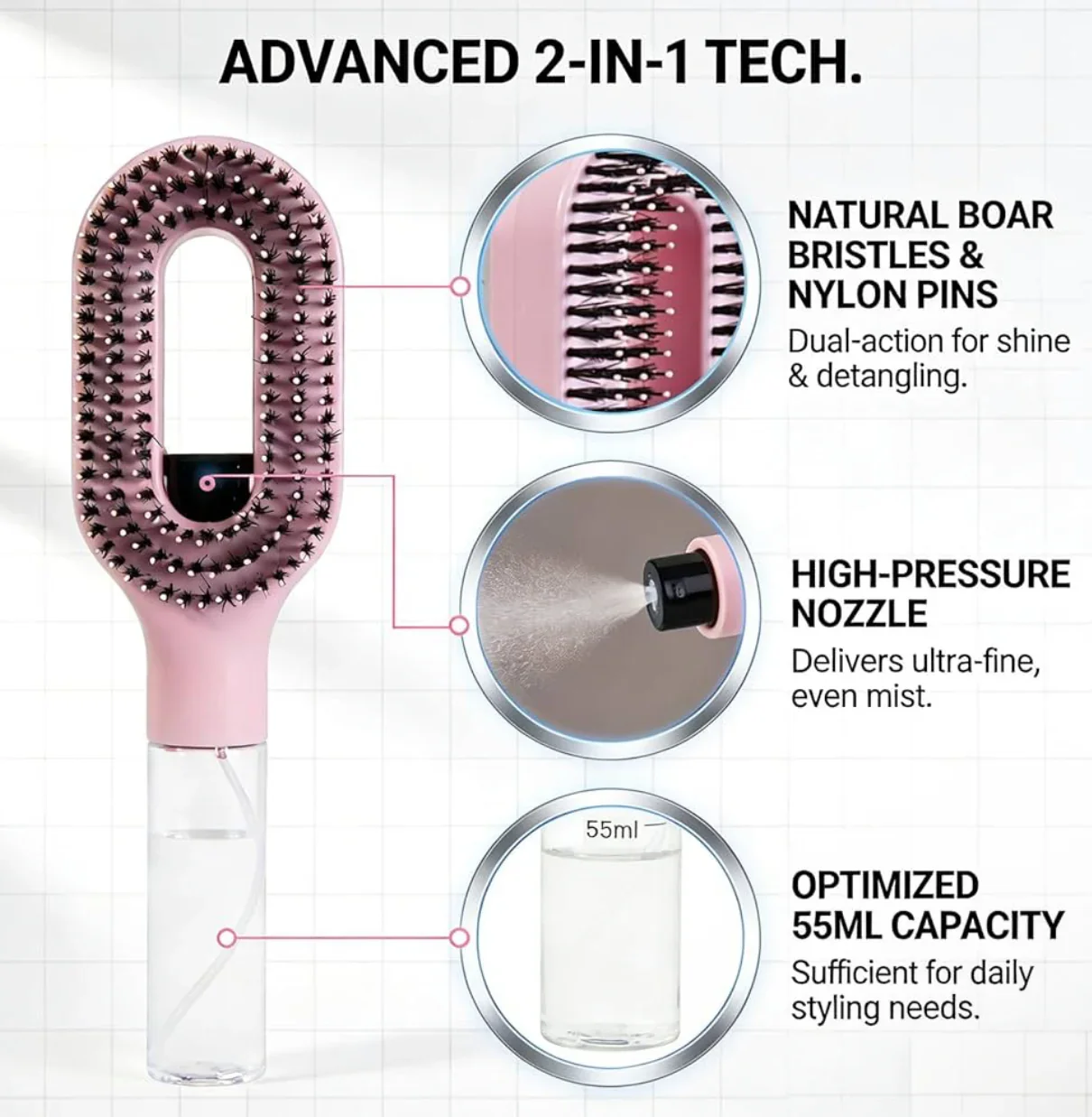 Refillable Liquid Hair Styling Spray Comb