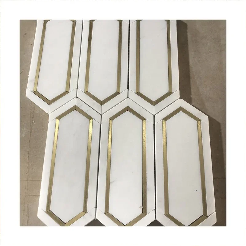 Waterjet Tiles Tile Flower Chinese White Marble Floor Mosaic