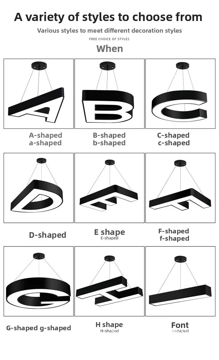 product modern style creative letter shape led digital lamp customized ceiling chandelier for stage dance room-19
