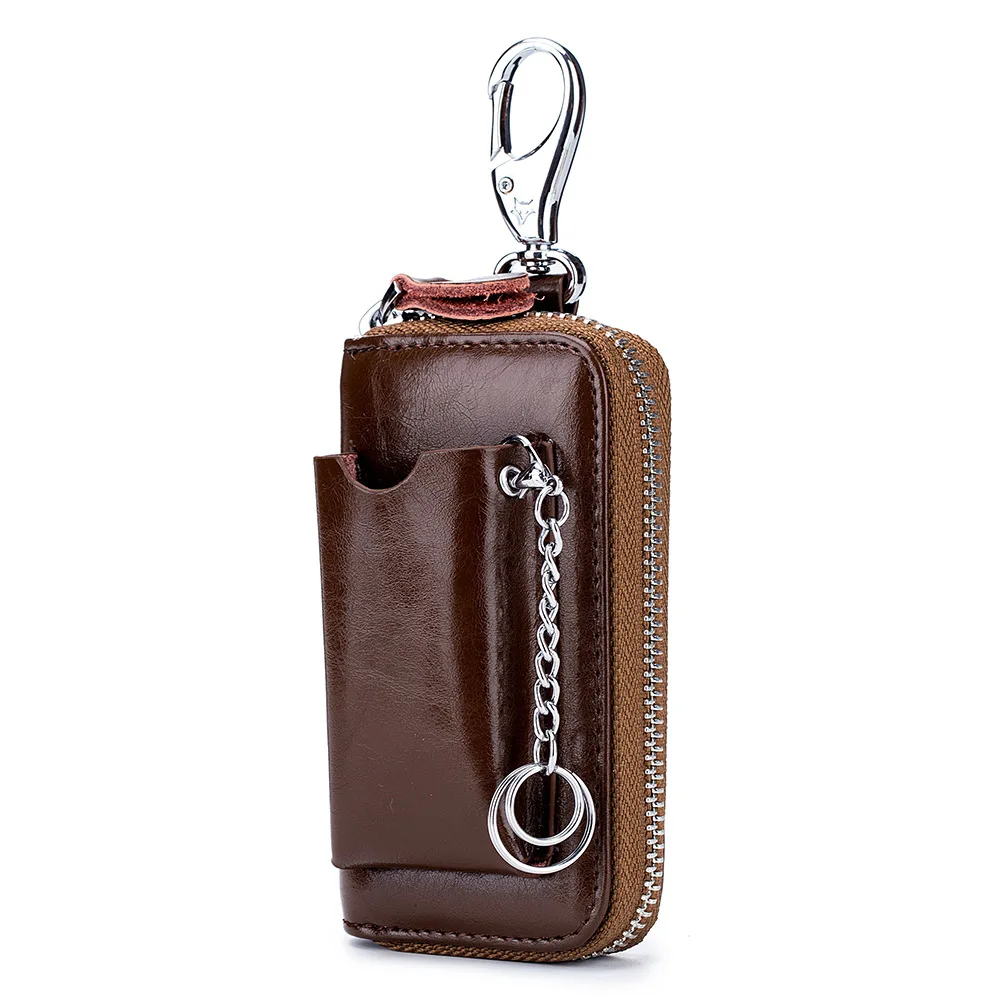 iSuperb Leather Key Case Wallets 6 Hook Car Key Holder Wallet Zip Keychain Bag 