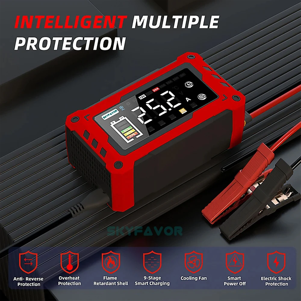 Smart mini 12V 24V battery charger 12V 24V 25A 20A 15A 10A 5A Adjustable current high power lead acid lifepo4 battery charger