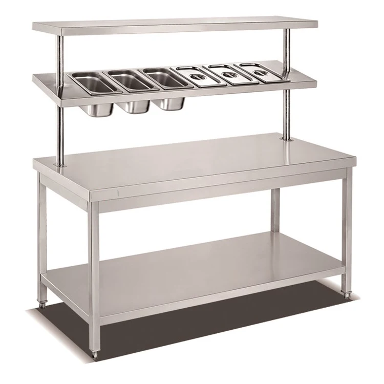 Stainless Steel Restaurant Processing Work Table Work Bench with Overshelf in Philippines for Hotel Kitchen Furnitures for Sale