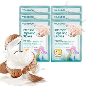 Organic Coconut Oil Milk Extract Hand Mask Gloves for Deep Hydration Night Repair Spa Treatment of Dry Cracked Skin