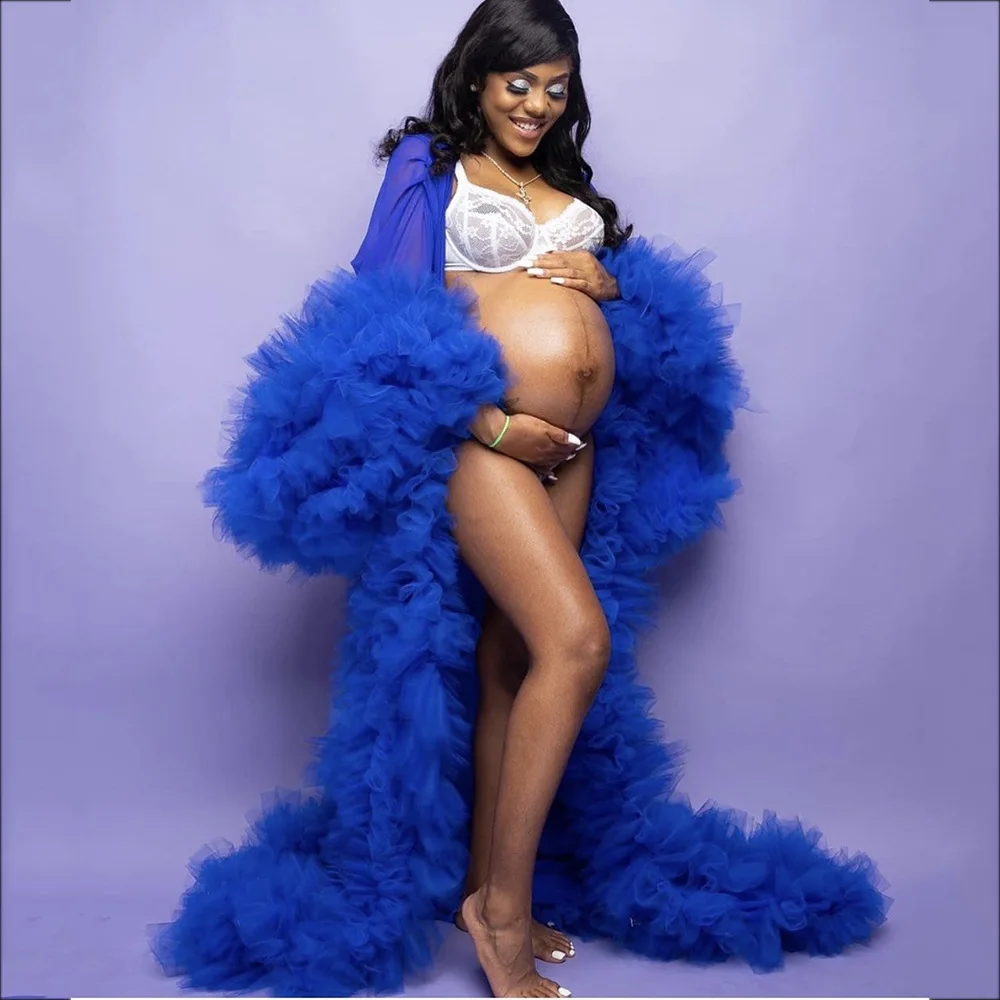 Sexy Female Baby Shower Dress Tulle Maternity Photoshoot Clothes Long Women  Pregnancy Dress for Photography Pregnant Woman Gowns
