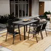 80120 rectangular table-6 green chairs