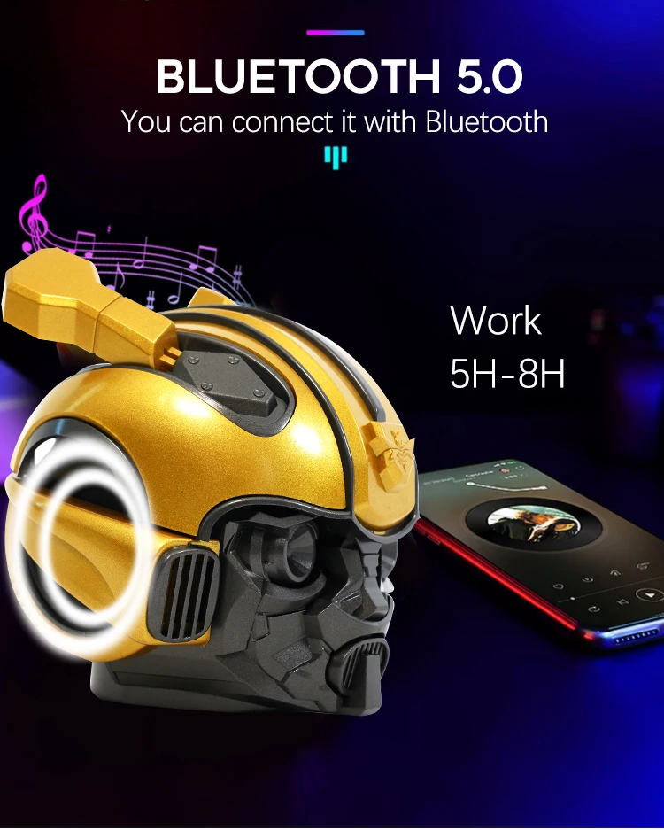トランスフォーマーBumblebee Bluetoothスピーカー、ライトアップLED付きミニ・クリエイティブ・ポータブルワイヤレス・ステレオ・ペアリング、コンピュータ Bumblebee Transformers Wireless Bluetooth Mini Portable Speaker TF