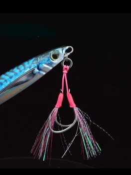 New Arrival Luminous Saltwater Steel Wire Fishing Jig Double Assist Hook with Solid Ring 2pcs/bag – Metal Jig – view 5