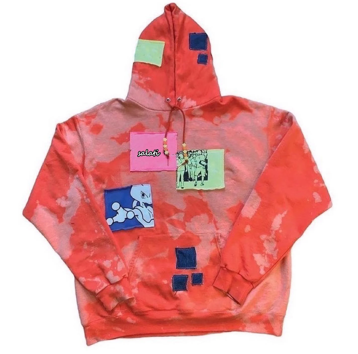 Good Quality Patchwork Sweatshirts Tye Dye Long Sleeve Oversized Heavy Embroidery Patch Tie Dye Streetwear Hoodie