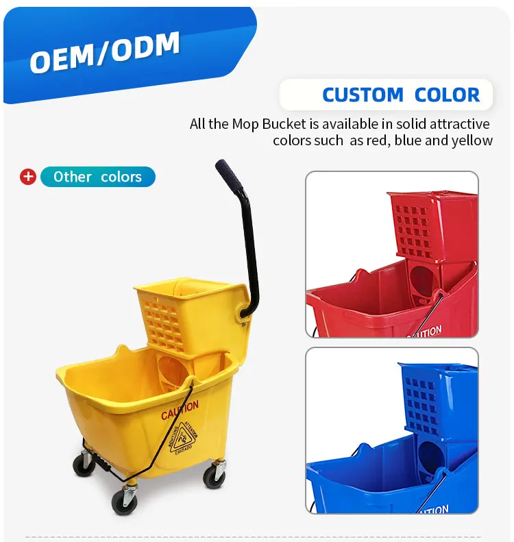 36l Commercial Mop Bucket And Wringer Floor Cleaning Mop With Bucket