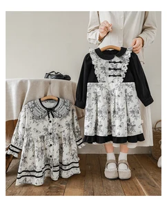 YOEHYAUL Q3960 100% Cotton Elegant Floral Long Sleeve Children's Butterfly Dress Kids Toddler Fall Luxury Dresses for Girls