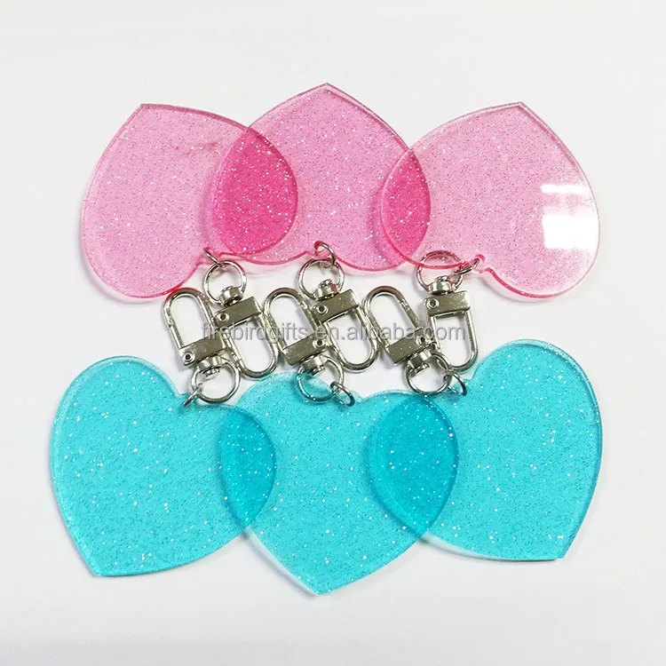 wholesale glitter heart shape acrylic keychain