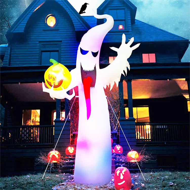 8ft Inflatable Halloween Pumpkin Ghost Courtyard Outdoor Lighting Props