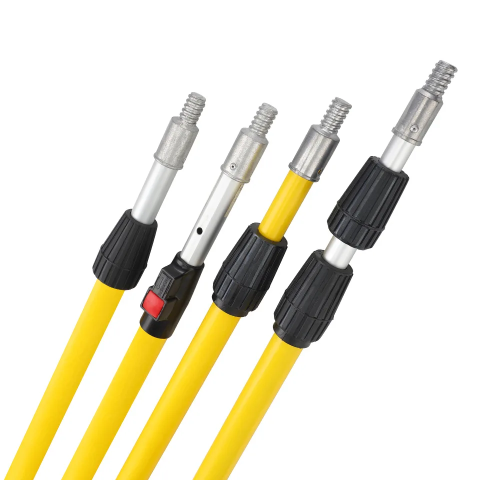 Sturdy 2-Section Aluminum Telescopic Fiberglass Extension Pole with Adjustable Metal Threaded Tip and Plastic Twist-On Adapter