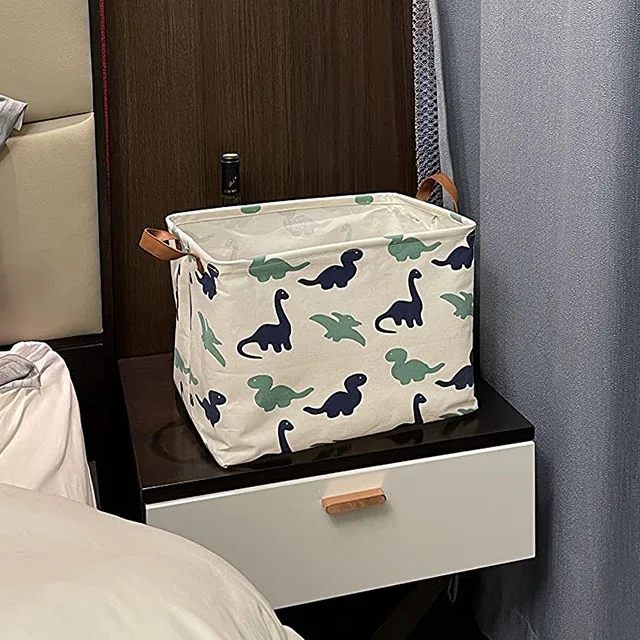 Rectangle Storage Box Collapsible Dinosaur Laundry Basket With 2