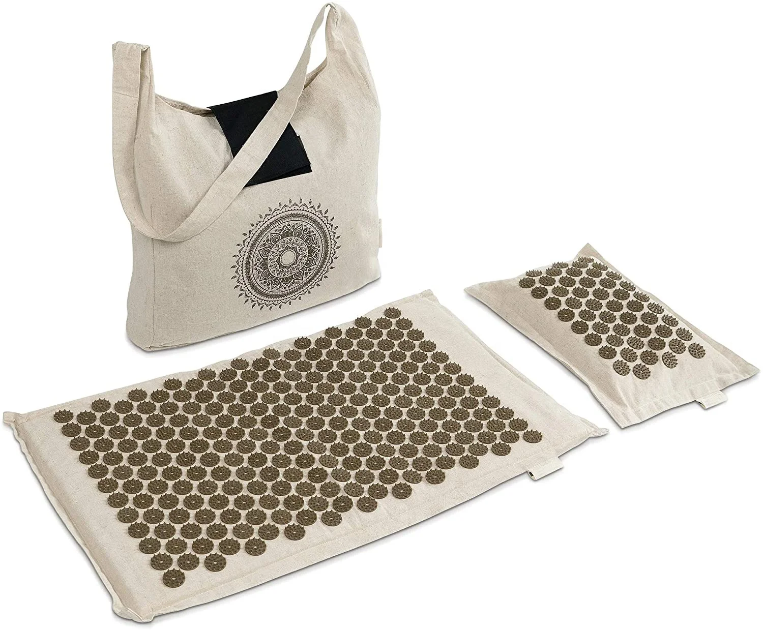 Eco Linen Custom Logo Exercise Yoga Massager Mat Pillow Set Spike Acupressure Mat Shakti Needle Mat Set With Spikes