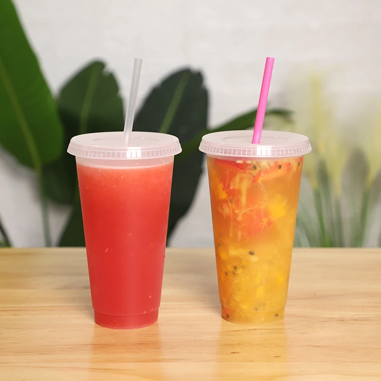 LOKYO Printed logo Frosted Transparent Reusable 16oz Plastic Water Cups with Lids and Straws Wholesale