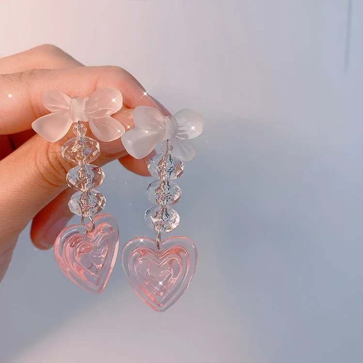 pink plastic heart earrings