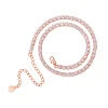 4mm Silver+Pink Tennis Necklaces(Adjustable)