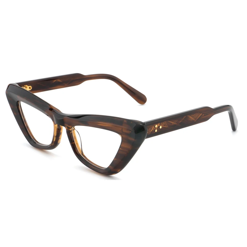 DXH-XH24014A New Unisex Fashion Custom Logo Cat Eye Thick Acetate Eyeglasses Frames for All Face with Hinge Temple Insert Pins