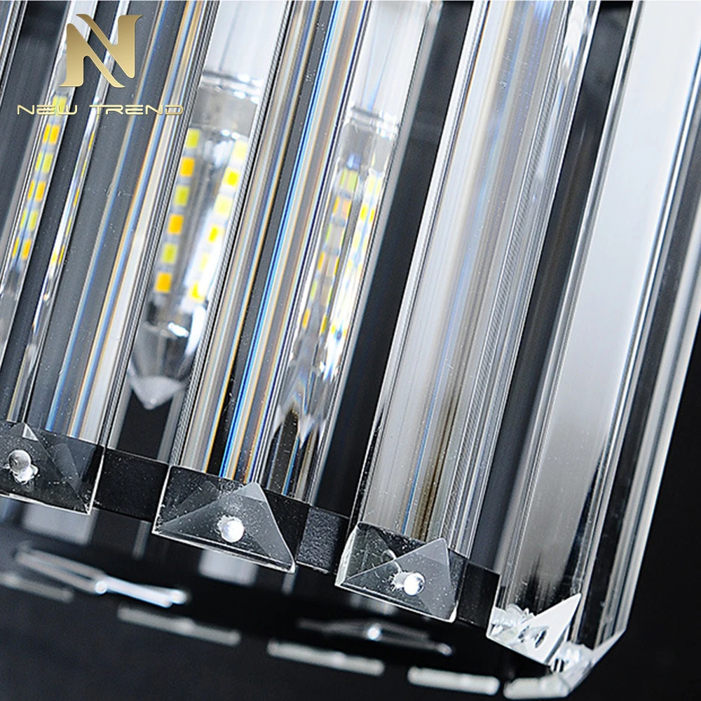 PD8009 Modern Circle Crystal Chandelier Linear E12 Island Pendant for Dining Room