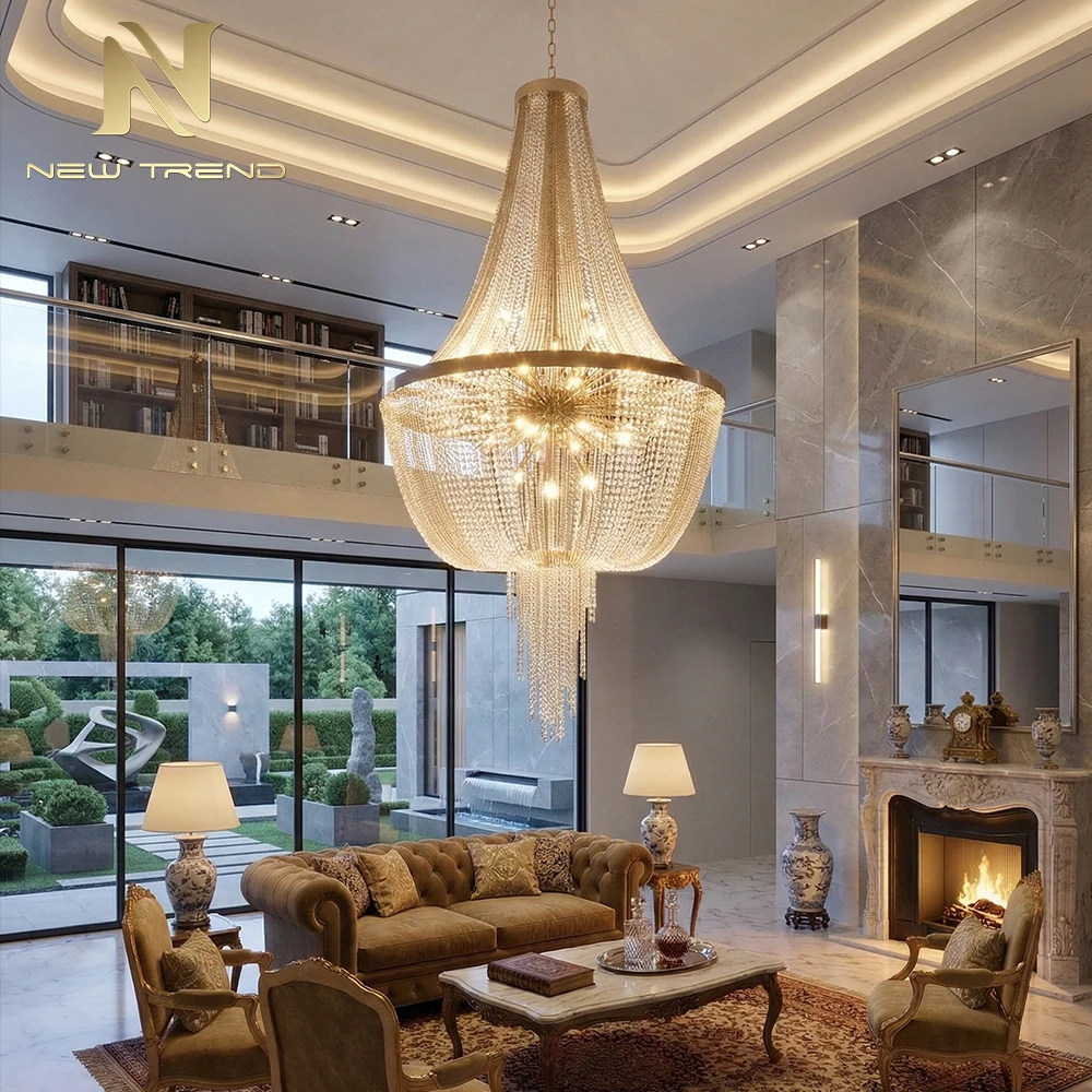 CPL-470 Büyük Çağdaş K9 Kristal Avize, Otel Ticari Alanı İçin Özel Tanıtım Aydınlatma Projesi