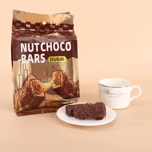 Dubai Solid Dark Bittersweet Chocolate Bar with Cream Flavor Nuts Biscuit Ingredients Featuring Stick and Piece Patterns