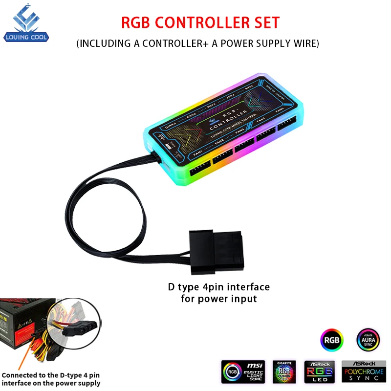 Lovingcool OEMロゴATX PCケースRGB 120mm CPUクーラーファン12V