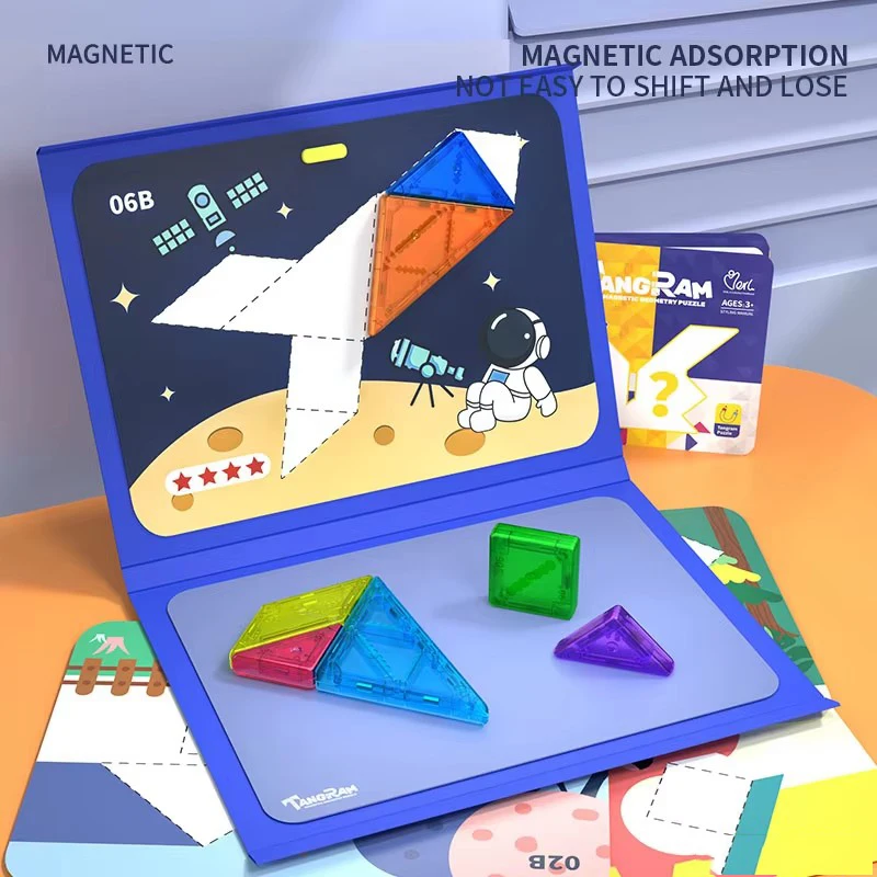 Colorful 3D Magnetic Tangram Puzzle Toys Early Educational STEM ...