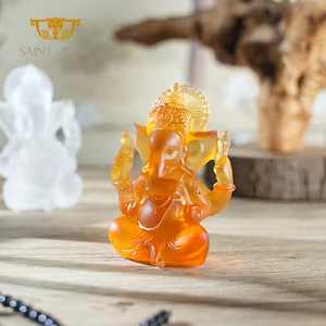 Ganesh Crystal Glass Statue Exquisite Hindu Deity Sculpture for Peace and Prosperity