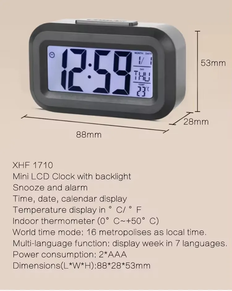 Skillful Manufacture with Mini Date Temperature Timer Office Bedroom Study Alarm Clocks Smart Table Night Light Clock