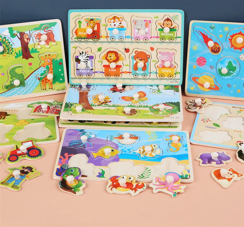 Hot Kids Wood Jigsaw Puzzle Board Game Baby Montessori Educational ...