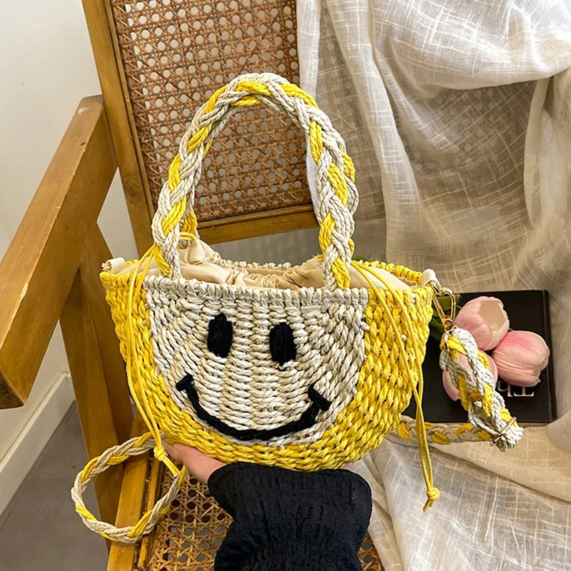 Straw Clutch Woven Straw Circle Bag Women Handmade Round Woven