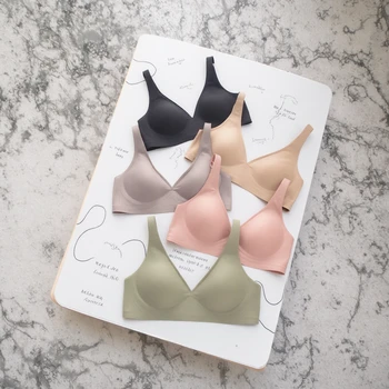 Skin Friendly Push up Ice Silk Sleep Jelly Bra Brief Sets Comfortable and Breathable Seamless Wire Free High Waist Brief Bra Set