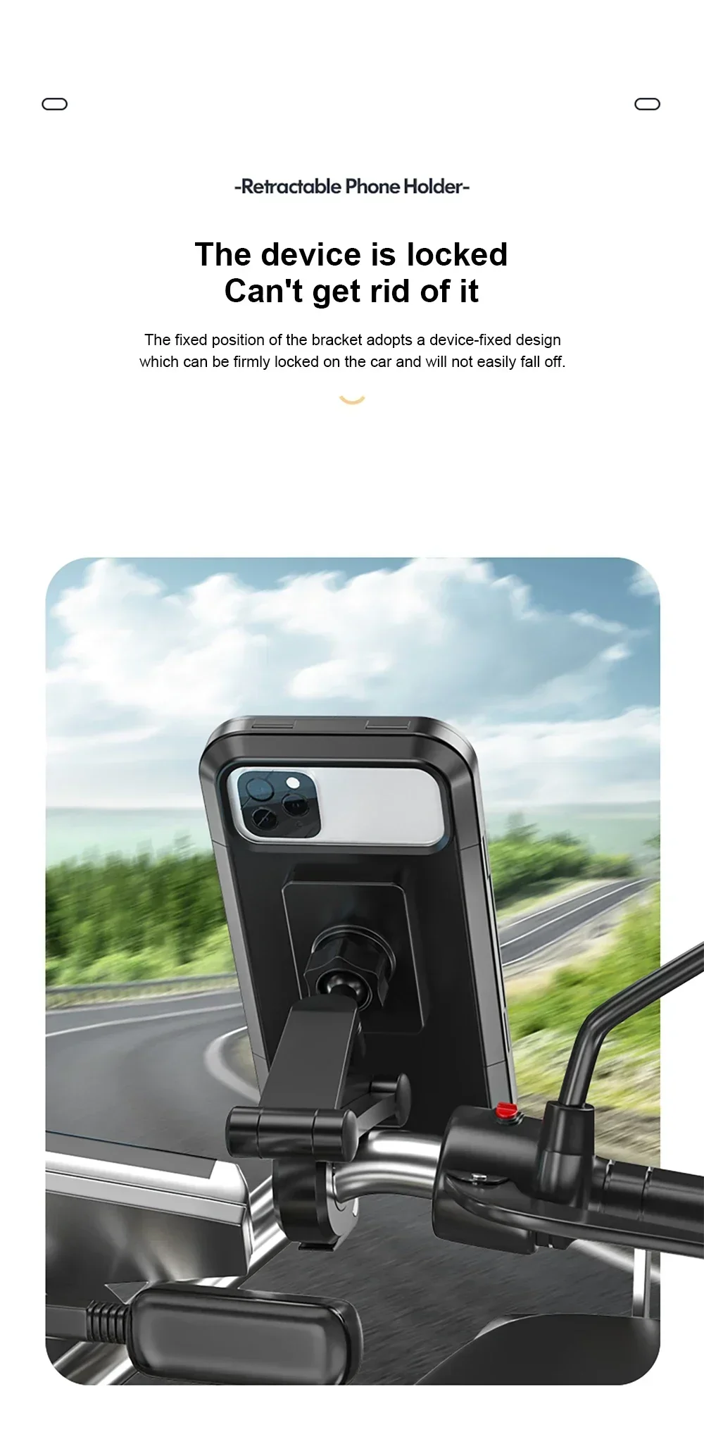 Universal Waterproof Motorcycle Bike Mobile Phone Holder Support Bicycle GPS 360° Swivel Adjustable Cellphone Holder