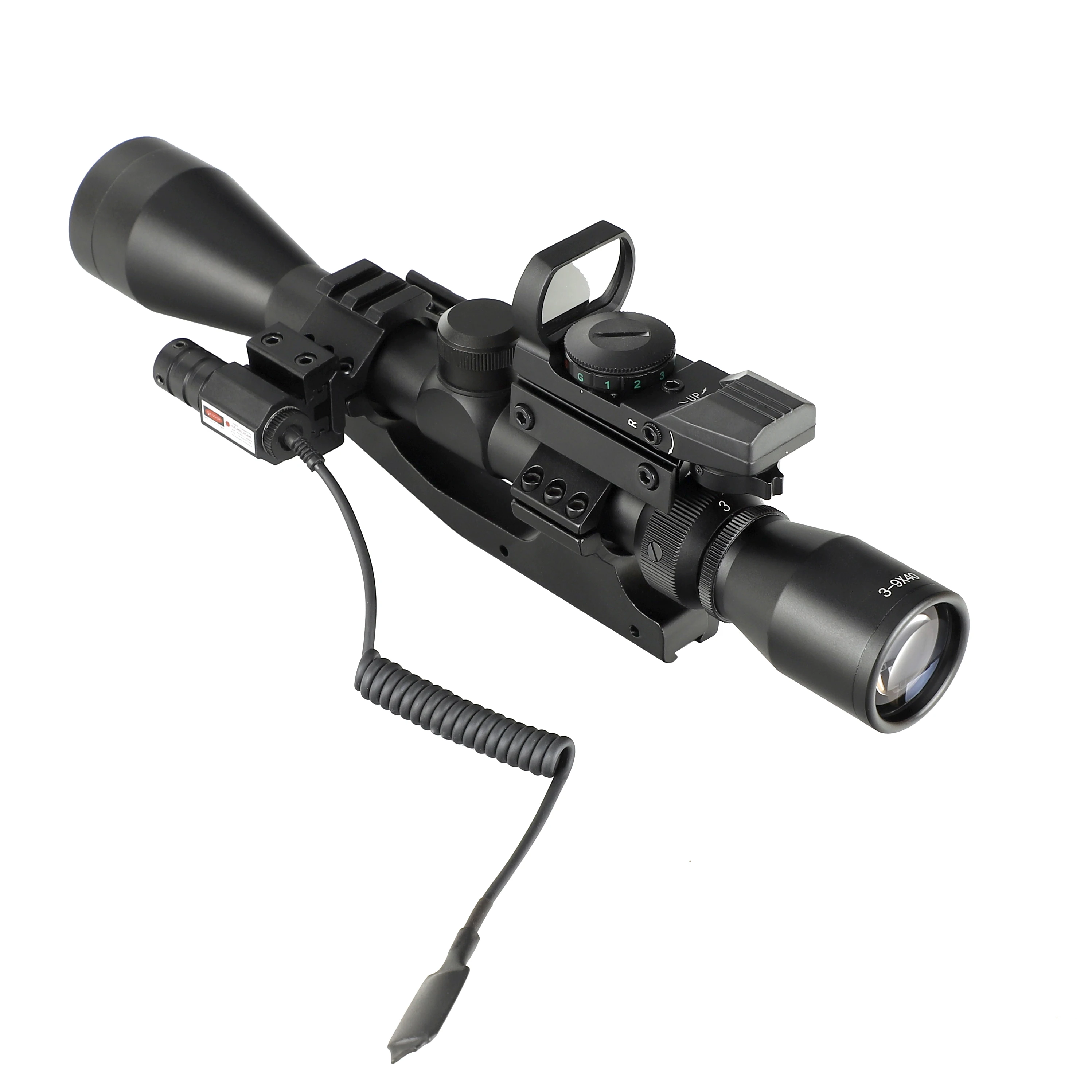 thumbnail image 2 of Pinty 3-9x40 Rifle Scope Combo With Laser Sight & LED Torch - Tactical Mil-Dot Reticle 2 of 6