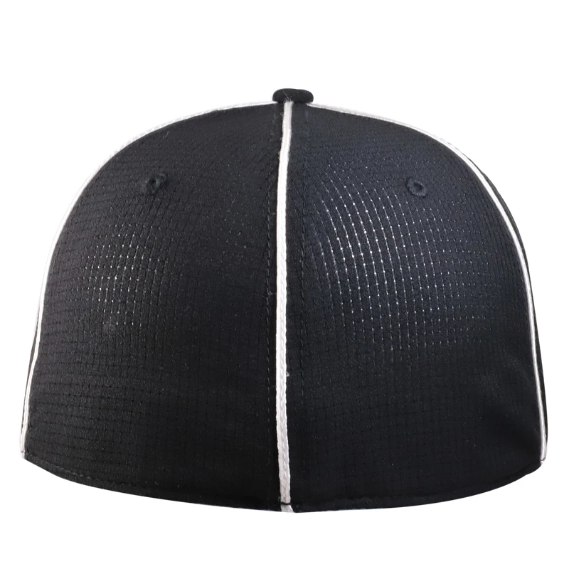 Custom Logo High Profile Plain Black Fitted Baseball Cap Referee Hat