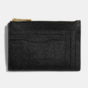 Custom Logo PU Saffiano Leather Black  Ladies Cardholder Women Card Holder Wallet Case