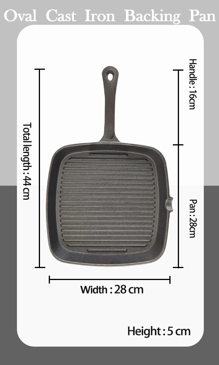 Cast Iron Grill Skillet Frying Pan With Cooking Ridges Nonstick Cast
