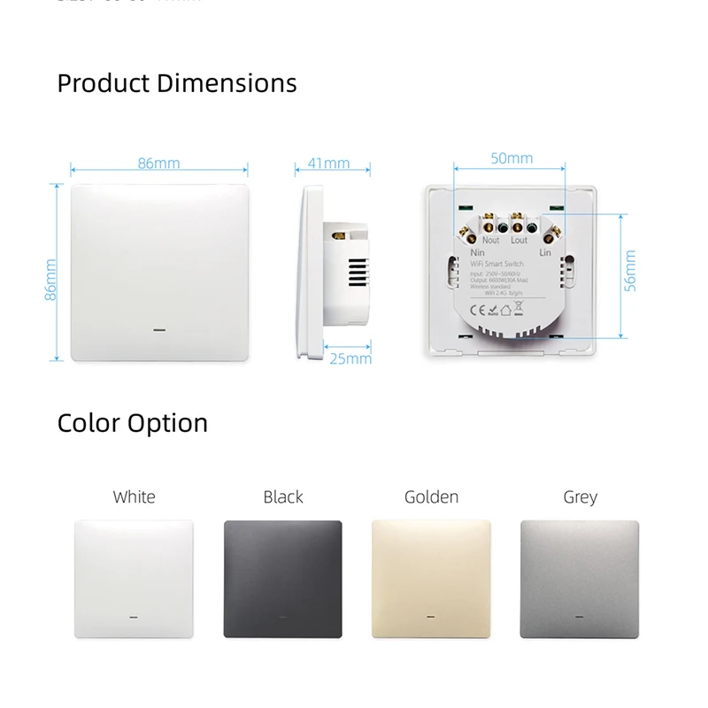 30A 20A Tuya Zigbee Smart Switch EU UK 250V Push Button Light Switches Compatible Alexa Alice Google Home Assistant