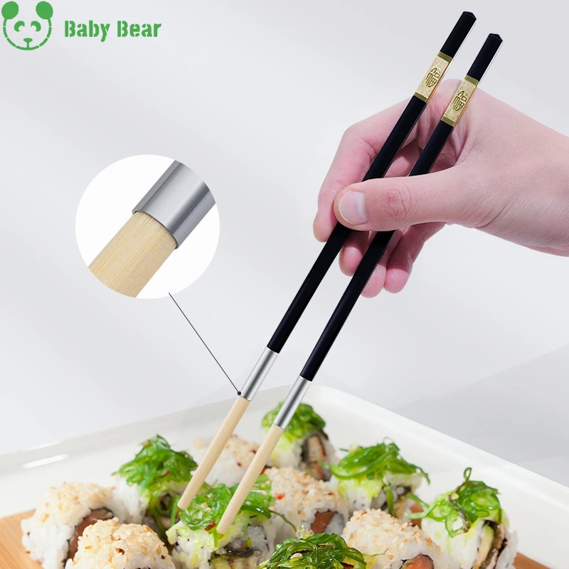 Hot Pot Twostage Replacement Splicing Wenge Wood Portable Wood Folding Chopsticks With Bamboo