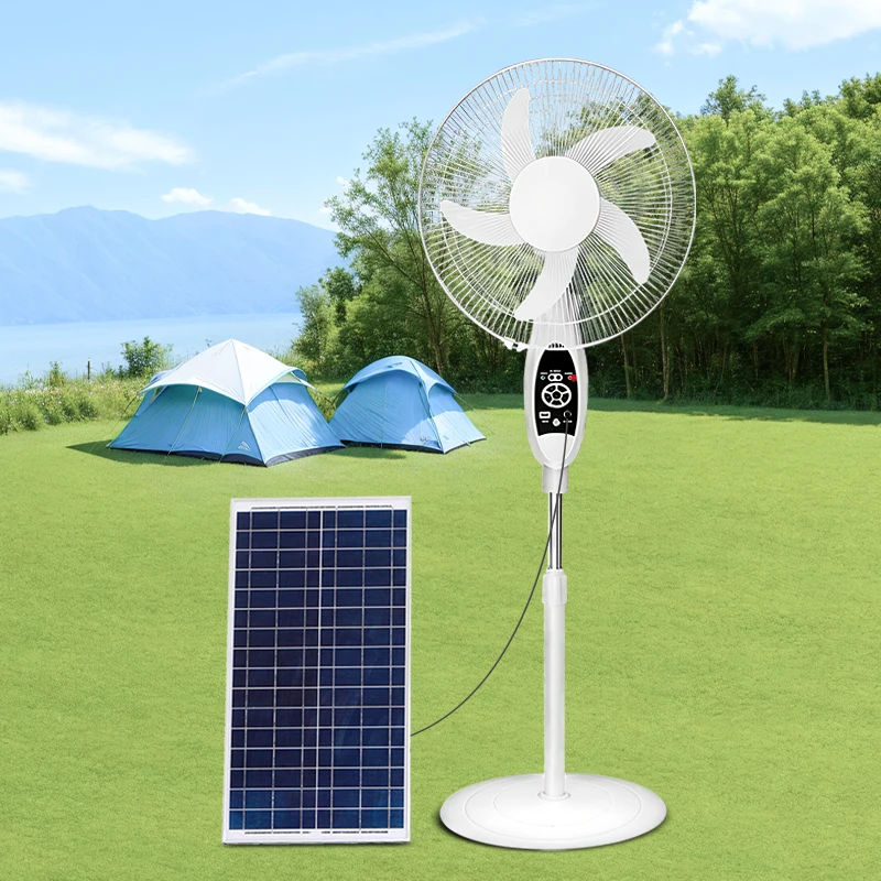 16Inch Floor Pedestal Fan 18Inch Rechargeable Solar Standing Fan With Panel and Battery