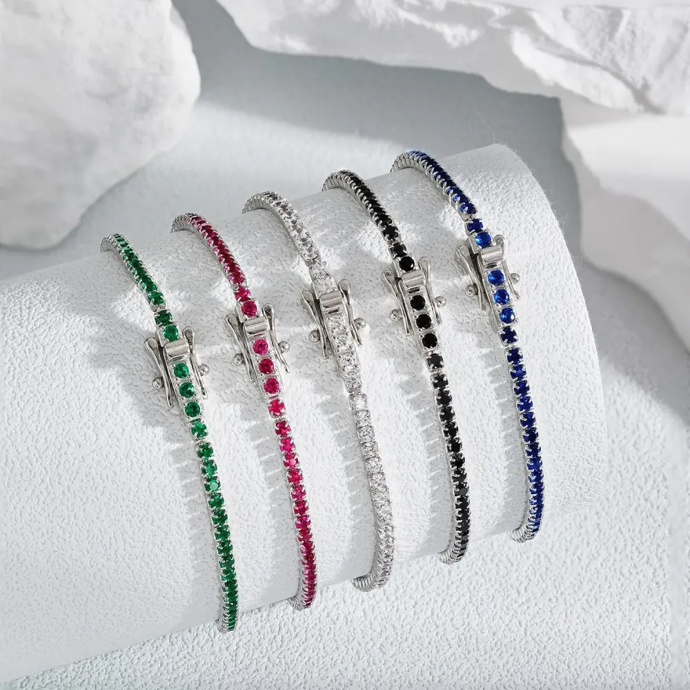 BRACCIALE TENNIS DONNA N ACCIAIO CRISTALLI E ZIRCONE ROSA - Foto 4