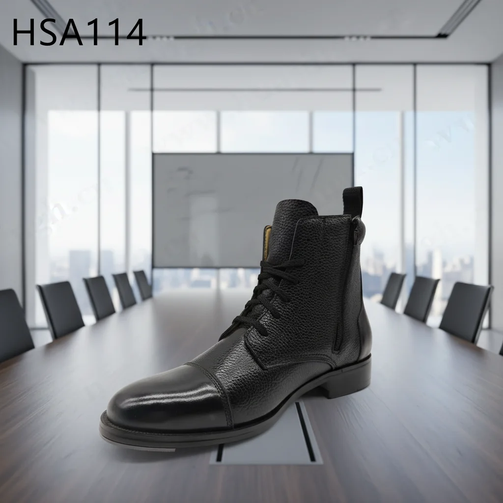 ZYF,Premium Club Middle Cut Double Joints Design Men Dress Shoes Office Operations Patched Leather Upper Uniform Shoes HSA114
