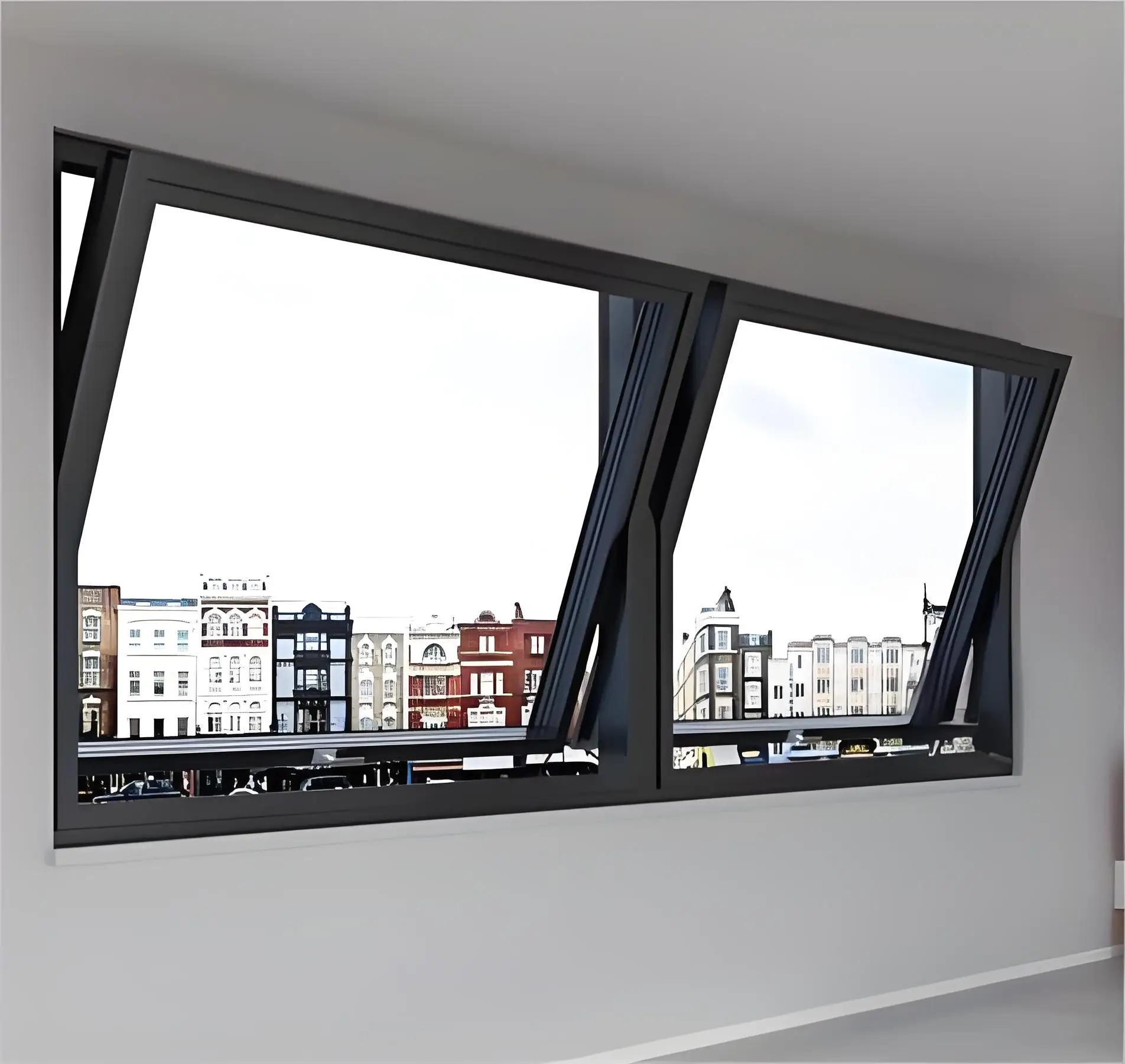 Top Hung Window Optional Automatic Vertical Pivot Skylight Hinged Windows PVC or Aluminum Awning Window