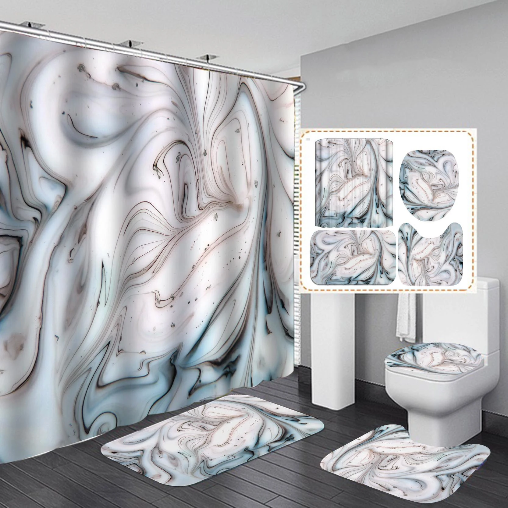 2020 New Modern Style Waterproof Fabric Material Shower Curtain